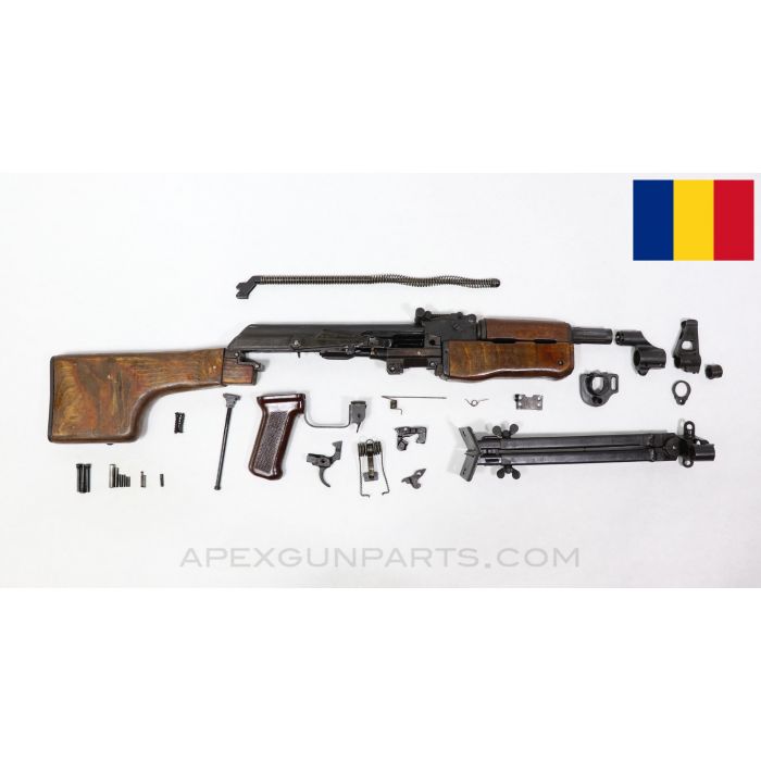 Romanian RPK Parts Kit, w/ Type 1 Adjustable Bipod, Club Stock, Matching (4 Parts), 7.62x39 *Very Good* 