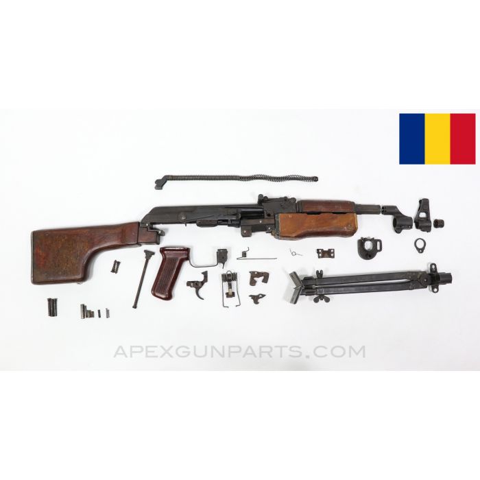 Romanian RPK Parts Kit, w/ Type 1 Adjustable Bipod, Club Stock, Matching (4 Parts), 7.62x39 *Good* 