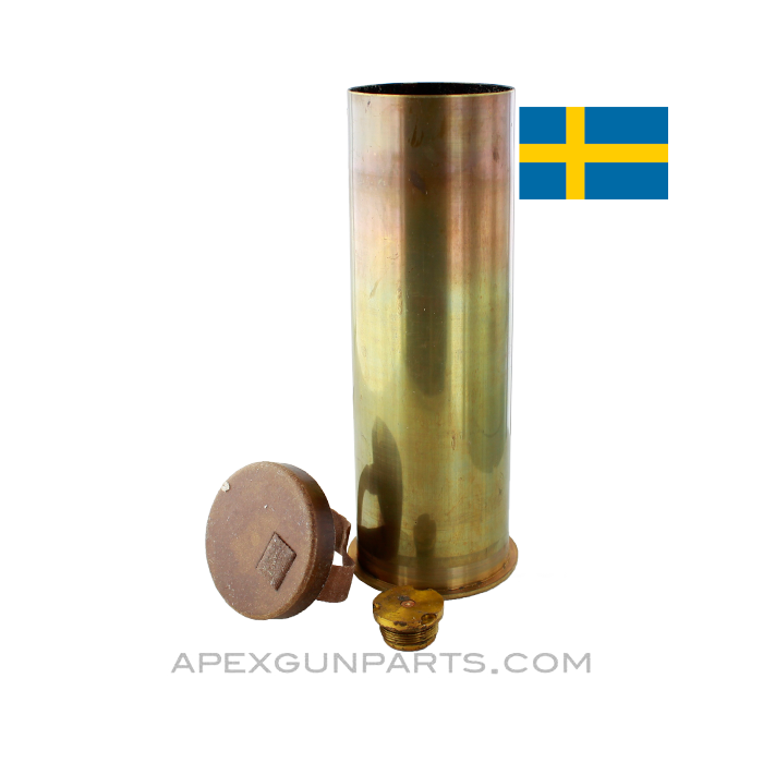 Bofors 75mm Mod28 Unfired Brass Cartridge, w/ Spent Primer *NOS* 
