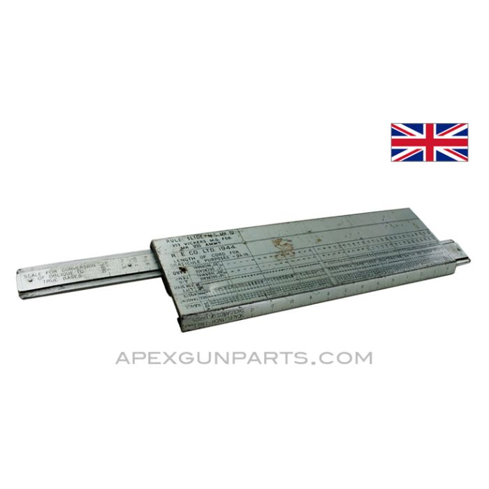 Armorer's Gauge, Plotter, Vickers M.G. Slide Rule, 1944, .303 Vickers, *Good* 