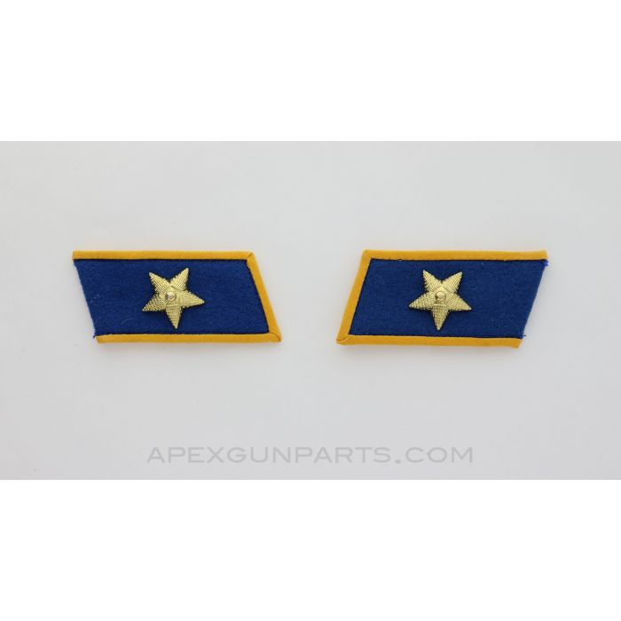 Chinese PLA Collar Tabs, Blue with Gold Trim and Star, Military *NOS*