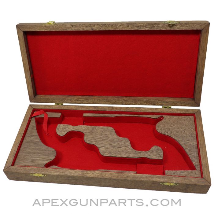 Dual Single Action Revolver Case, w/ Red Felt Lining, Wood *Good* 
