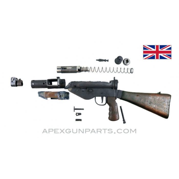 STEN Mk 5 SMG Parts Set with Wood Stock & Grip, 9mm Luger, British