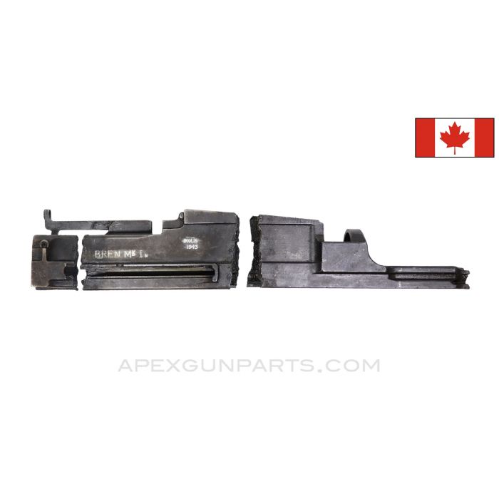 BREN MK1m Torch Cut Receiver Sections, w/ Rear Sight, No Front Piece, 3 Sections *Good* 