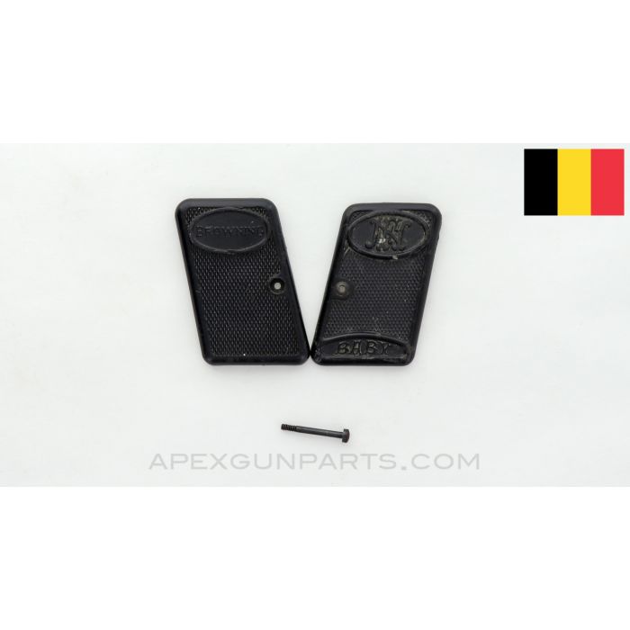 Baby Browning Grip Set, w/ Screw, Black, Plastic *Good*