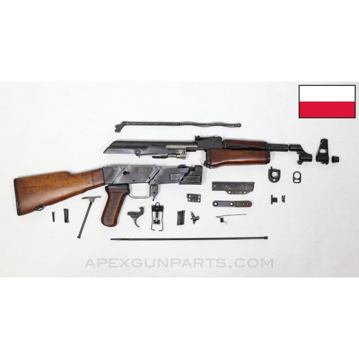 Polish KbK Model "N" Milled AK-47 Parts Kit, w/ Cut Receiver, Wood, Matching, Scope Rail, 7.62X39 *Good*