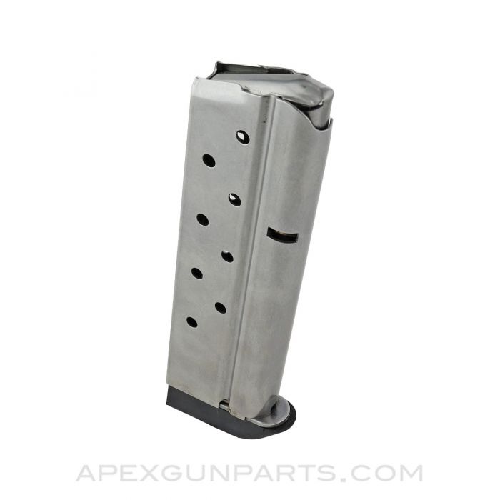Colt 1911 Government / Commander Magazine, 9rd, Stainless w/ Removeable Rubber Base Pad, .38 Super *NOS*