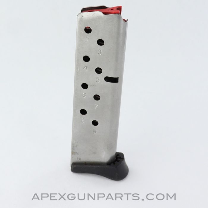 Smith & Wesson 3913 Magazine, 9rd, w/ Finger Ext, Stainless, Factory, 9mm *Very Good*