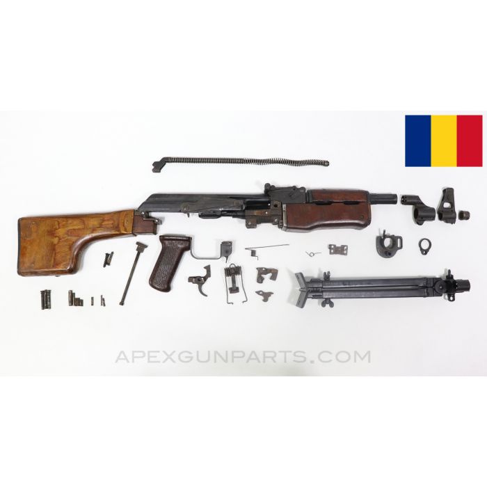 Romanian RPK Parts Kit, w/ Type 1 Adjustable Bipod, Club Stock, Matching (4 Parts), 7.62x39 *Good*