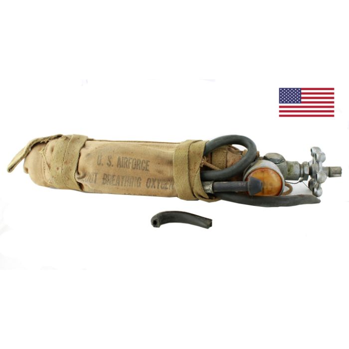 USAF H-1 Bailout Breathing Oxygen Bottle, 42GT7365, w/Canvas Carrier *Used* 