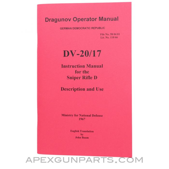 SVD Dragunov Operator's Manual, East German Issue, Translated From Original, Paperback, *NEW*