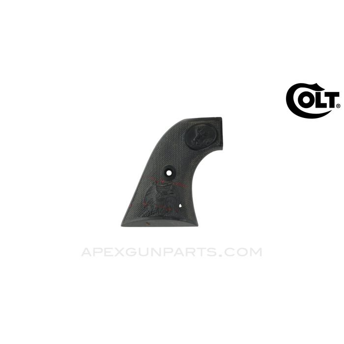 Colt Single Action, Right Grip, Eagle, No Grip Screw Nut, Drilled Hole Thru, Black Plastic *Good*