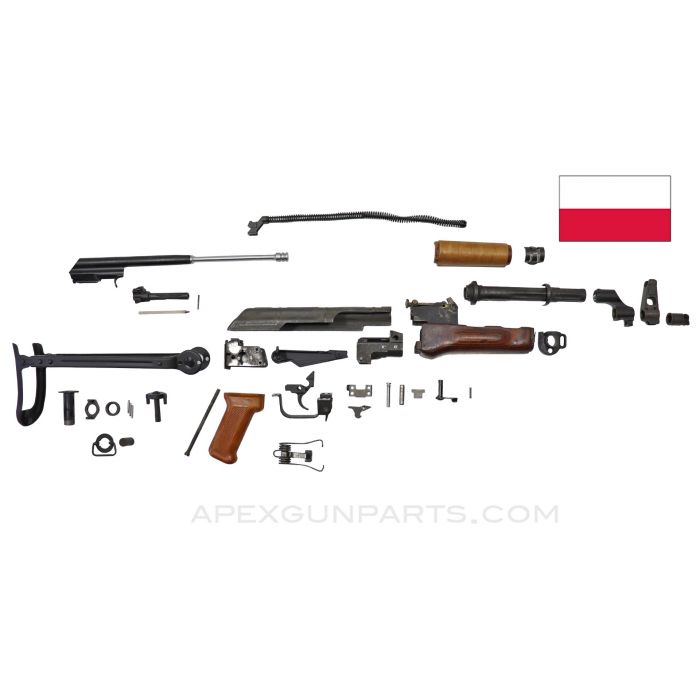 Polish AKMS Under Folding Parts Kit w/Wood Hand Guards, 7.62X39 *Very Good* 