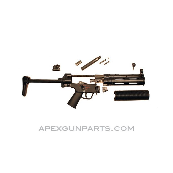 H&K MP5SD Parts Kit, 8.5" BBL, 4 Position Lower (0, 1, 2, F), 2 Position A3 Collapsible Stock, 9mm NATO, *Very Good* 
