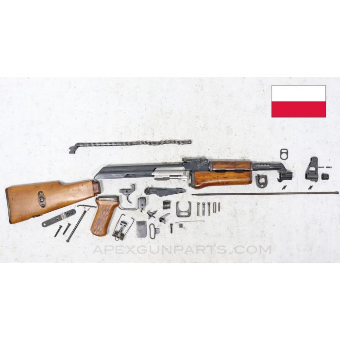 Polish KbK GN 60 Milled AK-47 Parts Kit, Solid Wood Grip & Stock, 7.62X39 *Very Good* 
