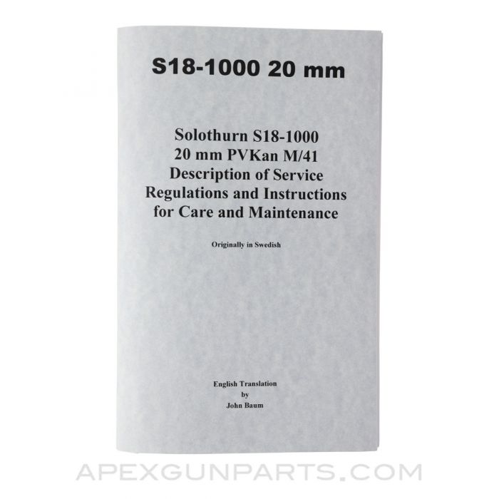 SS18-1000 20mm Anti-Tank Rifle Operator's Manual, Translation & Reprint, Paperback, *NEW*