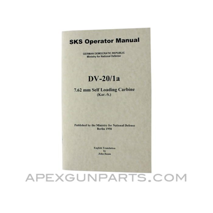 SKS Operator's Manual, East German Issue, Translated From Original, Paperback, *NEW*