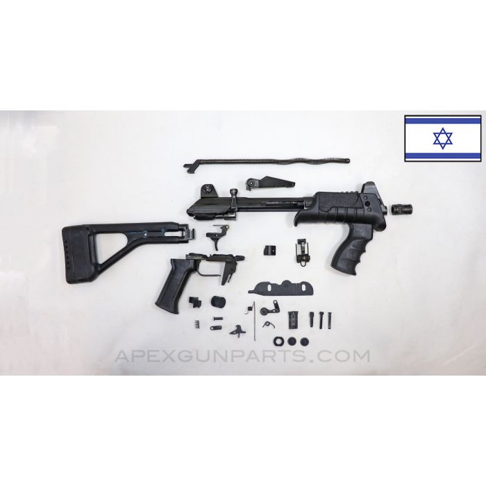 Micro Galil Model 699 Parts Kit, w/ Folding Stock, Left Side Charging, Crack in Custom Handguard, .223 / 5.56 NATO, *Good* 