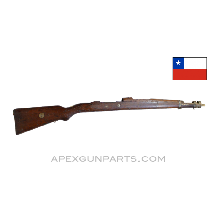 Chilean 1912 Mauser Short Stock, 37.5", With Upper Handguard, 1.25" Bayonet Lug, *Good* 