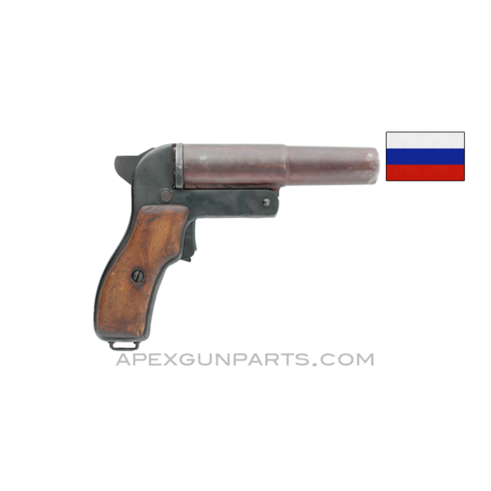 Russian Flare Gun, Soviet Era, 26.5mm, Wood Grips, Type 3 with Safety Lever, *Very Good* 