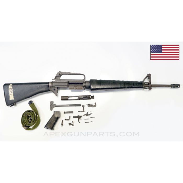 Colt 604 M16 Parts Set, 20" Barrel, A1 Birdcage, A1 Buttstock & Pistol Grip, Grey Finish, 1970-1971 Production, 5.56 NATO *Good*