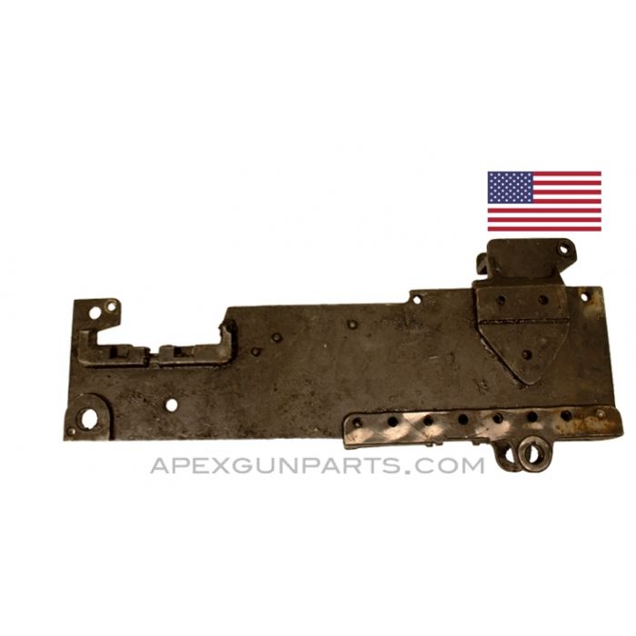 Browning 1919 Left Hand Side Plate (LHSP), with Rear Sight Base & Bottom Plate, 7.62 NATO, *Fair / Marred / Bent*, Sold *As Is* 