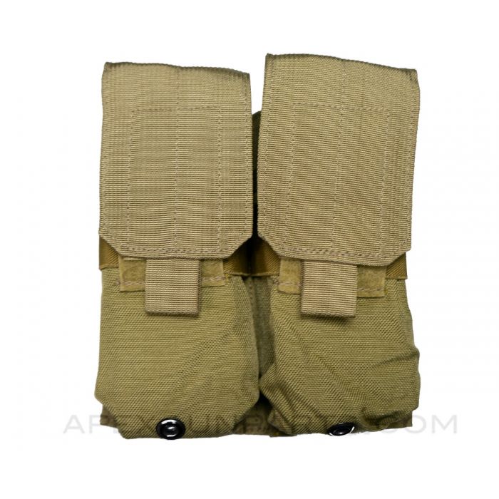 Double M4 Magazine Pouch, Holds 4 Mags, Velcro Retention, Molle Mounted, Coyote *Very Good*