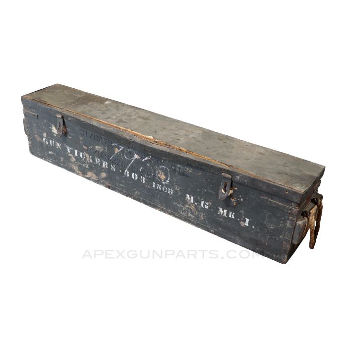 Vickers / Lewis MG Transit Chest, 48", No Latches, No Handles, Green Painted *Poor* Sold *As Is* 