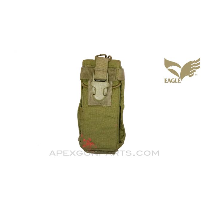 Eagle Industries Radio Pouch, Bungee / Clip Retentions, Molle Backing, Coyote Tan Canvas *Good*