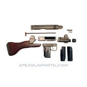 UZI Parts Kit w/Cracked Wooden Stock, Includes Front Trunnion, 9mm Luger *Very Good* 