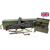 BREN MK1 Display Machine Gun & Transit Chest, Non-Functional, w/ Extra Barrel and Spare Magazines, WWII, Metal, .303BR *Good* 
