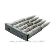 (5) Pack Dummy Rounds with (1) Swedish Mauser M96 Stripper Clip, 6.5mm, Silver w/Pointed Nose, *Good, Rusty* 