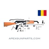 Romanian PM md. 63W Parts Kit, Fixed Wood Stock, Blued, 7.62x39, *NEW* 