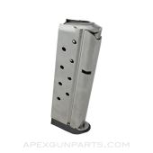 Colt 1911 Government / Commander Magazine, 9rd, Stainless w/ Removeable Rubber Base Pad, .38 Super *NOS*