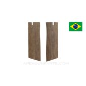 Brazilian 1908 Mauser Bayonet Grips, Walnut, No Screw Holes *NOS* 