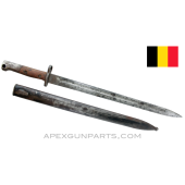 FN Model 24 Mauser Bayonet & Scabbard, 15" Blade, No Catch *Good / Rusty* 