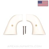 Pietta 1872 SA Revolver Grips, w/ Screws, White Polymer, *New Manufactured*