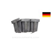 German K98k Mauser Three Pocket Pouch, Leather, Black, WWII *Good*