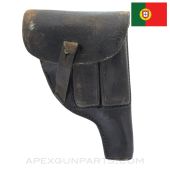 P38 Pistol Flap Holster w/ 2 Magazine Pockets, Portuguese Issue, Leather *Good*