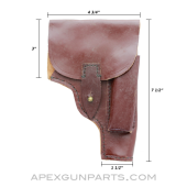 Surplus Pistol Holster, Unknown Application, Leather, w/Magazine Holder *Good* 