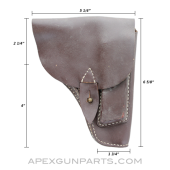 Surplus Pistol Holster, Unknown Application, Leather, w/Magazine Holder *Good* 