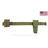 USGI Utility Belt, w/ M12 Holster & Dual Magazine Pouch, Green Nylon, Size Medium *Very Good*