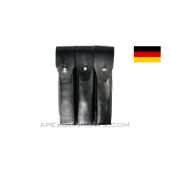 MP5 / MP2 UZI Magazine Pouch, 9mm, Black Leather, West German, *Good*