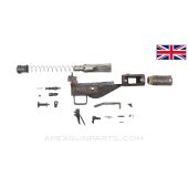 STEN MK 2 Parts Kit w/Torch Nicked Barrel Nut and FCG Tab, No Stock, No Front Sight, 9MM Luger *Fair* 