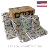 Emergency Rations, Case of 16 Individual Sealed Meals, Mixed Variety, US Gov't Contract, Marred Outer Box