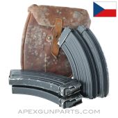 VZ-58 30rd Magazines, Four, w/ Leather Pouch, 7.62X39 *Fair* 