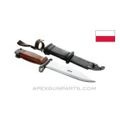 Polish AK-47 Bayonet & Scabbard w/Leather Hanger, Type 3, *Good* 