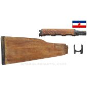 Yugoslavian M70 AK47 Furniture Set, Butt Stock w/ Buttpad, Upper Handguard, Gas Tube, Elm Wood, Shopworn *NOS*