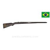 Brazilian 1908 Mauser Stock, 43.5", Stripped w/ Buttplate, Floral Cartouche, Wood *Fair*
