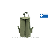 Thompson 30rd Dual Magazine Pouch, OD Green Canvas, ALICE Clips, Greek, *Very Good* 